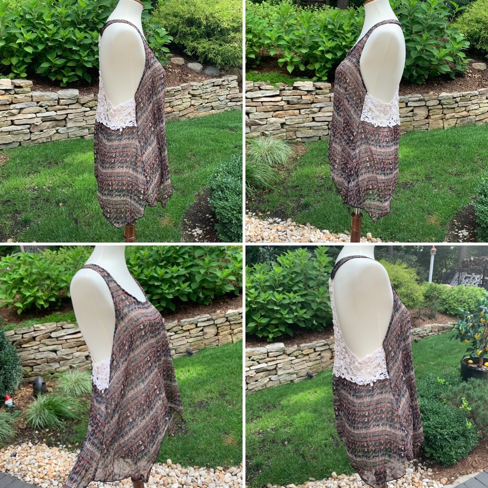 🎁Openwork Back Lace Detailing, Racerback Tank Top - Picture 4 of 8